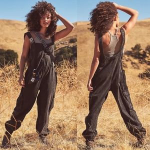 🆕️ FP Movement Fast Track Onesie Black Washed Overall Jumpsuit Free People pant